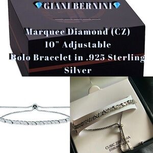 💎 GIANI BERNINI - Marquise Diamond (cz) 10” adjustable Bolo Bracelet .925 (NEW)